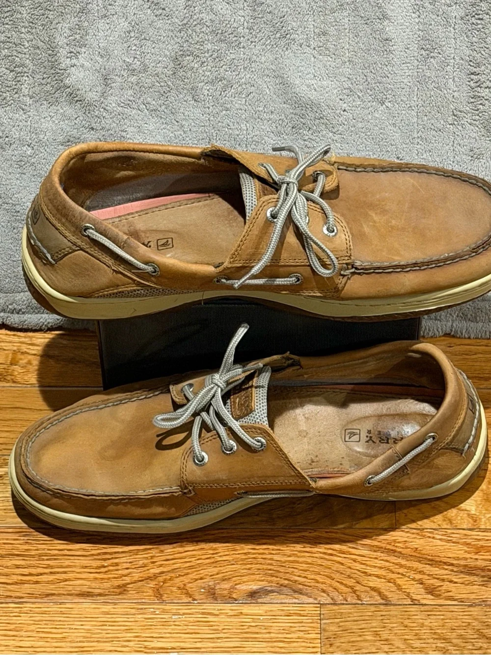 Sperry Top-Sider Men’s 14 M Brown Leather Boat Shoes Lace Up Casual Deck Preppy